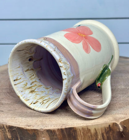 Hand Painted Florals & Ladybug Mug