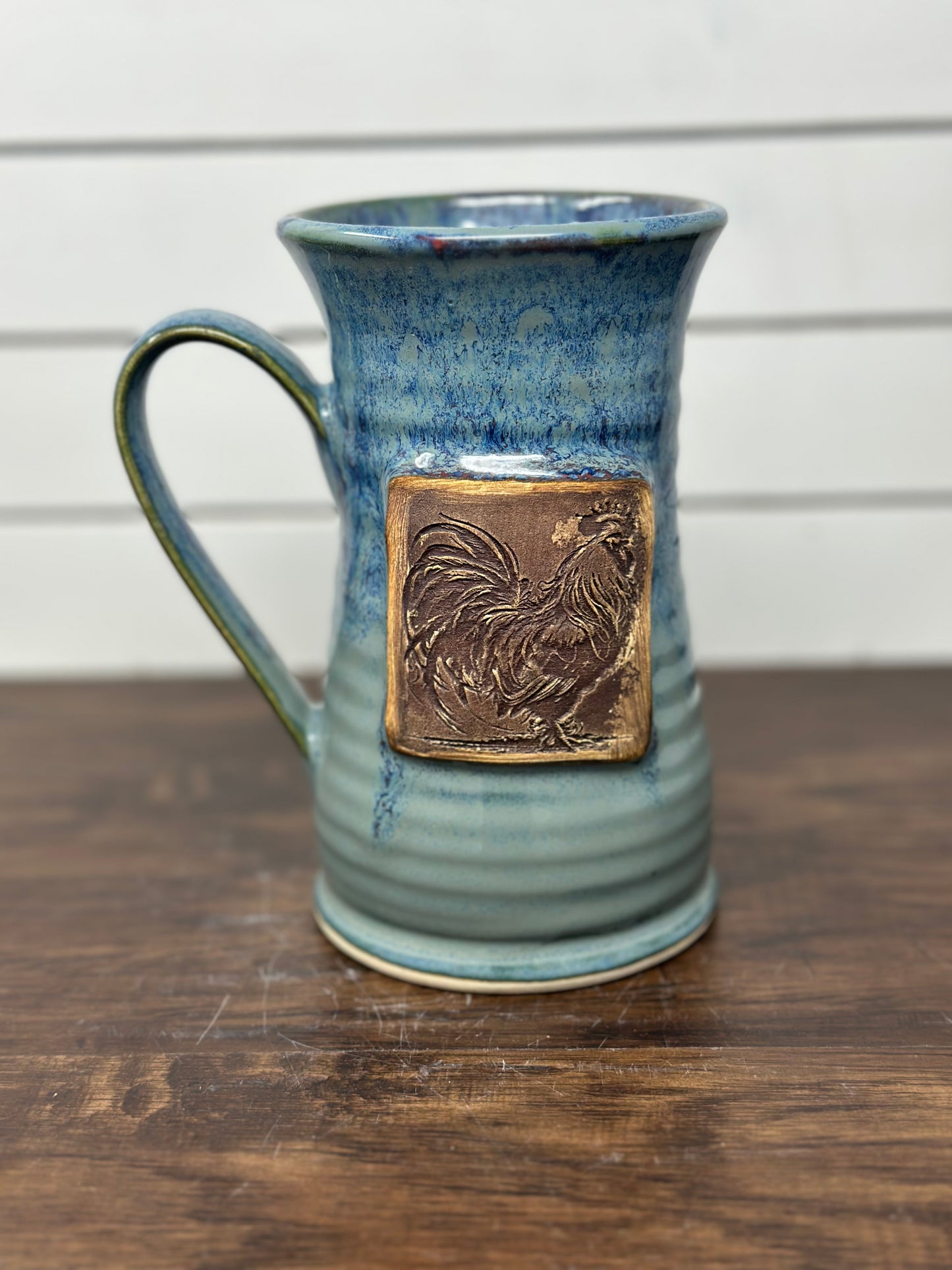 Rooster Medallion Mug - Red Sea Glaze