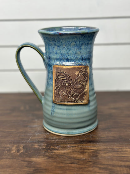 Rooster Medallion Mug - Red Sea Glaze