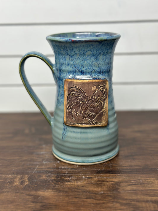 Rooster Medallion Mug - Red Sea Glaze