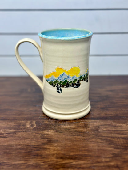 Hand Painted Fish mug with Blue Liner