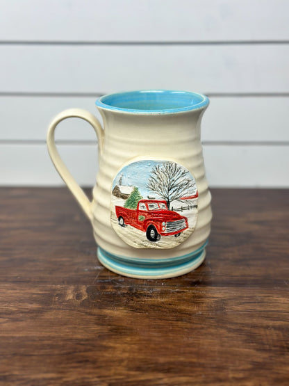 Hand Painted Christmas Truck Logo Mug