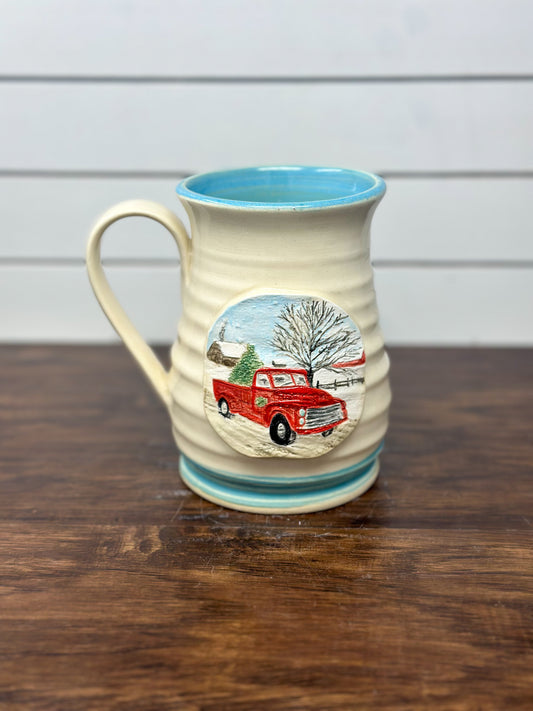 Hand Painted Christmas Truck Logo Mug