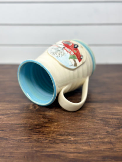 Hand Painted Christmas Truck Logo Mug