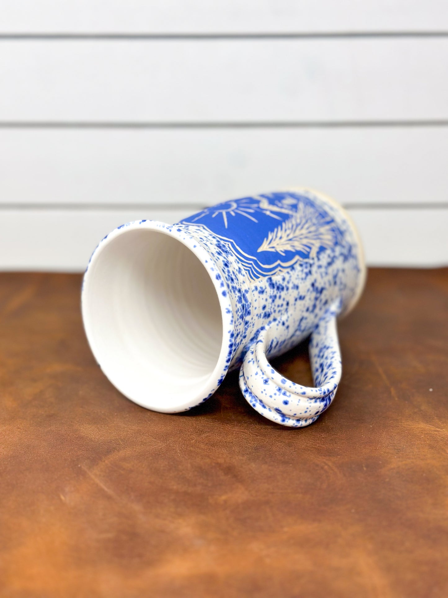 Sun & Pines Sgraffito Mug - Cobalt Speckle