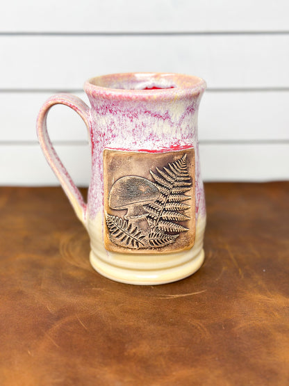 Mushroom & Fern Medallion Ceramic Mug