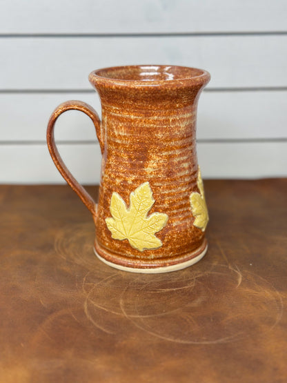 Rustic Golden Leaf Ceramic Mug