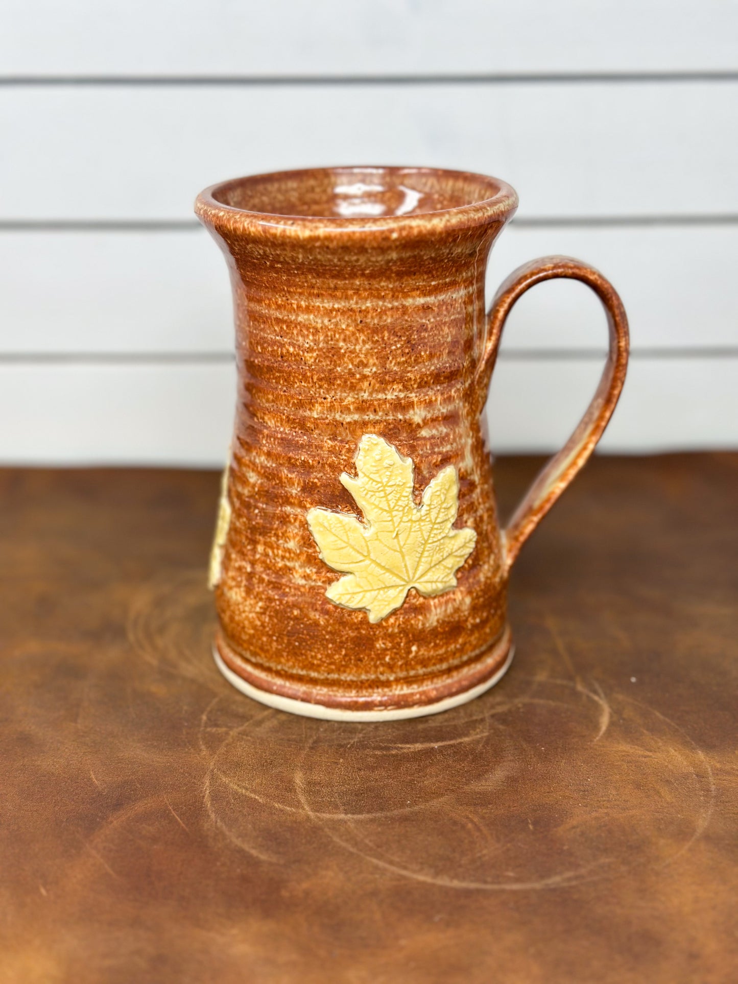 Rustic Golden Leaf Ceramic Mug