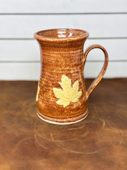 Rustic Golden Leaf Ceramic Mug
