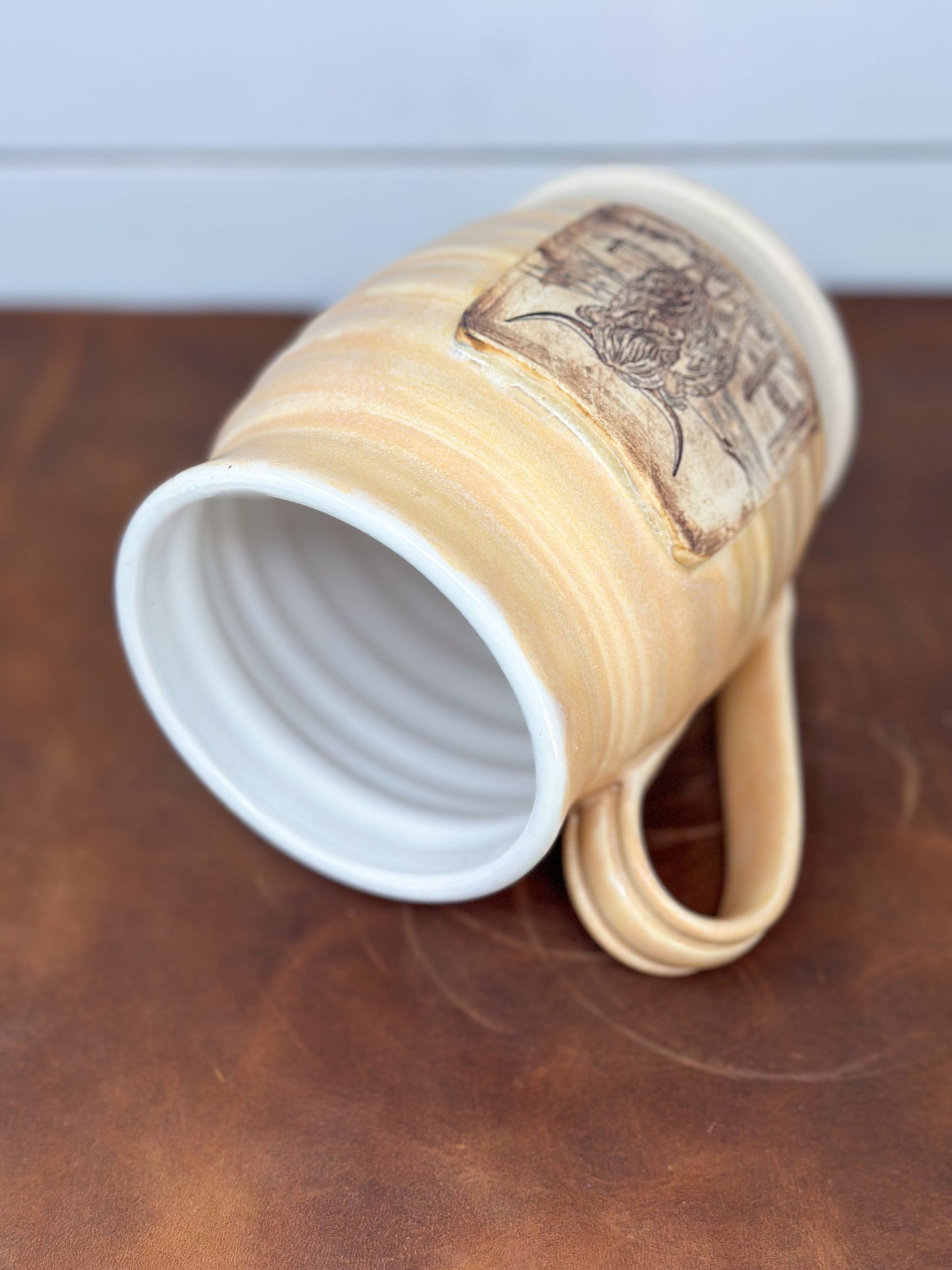 Highland Cow Medallion Ceramic Mug
