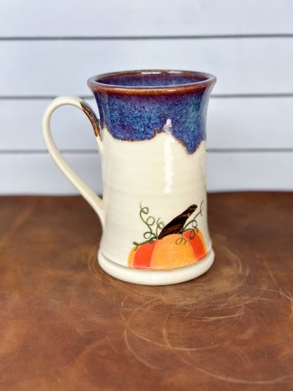 Harvest Pumpkin & Blue Drip Ceramic Mug