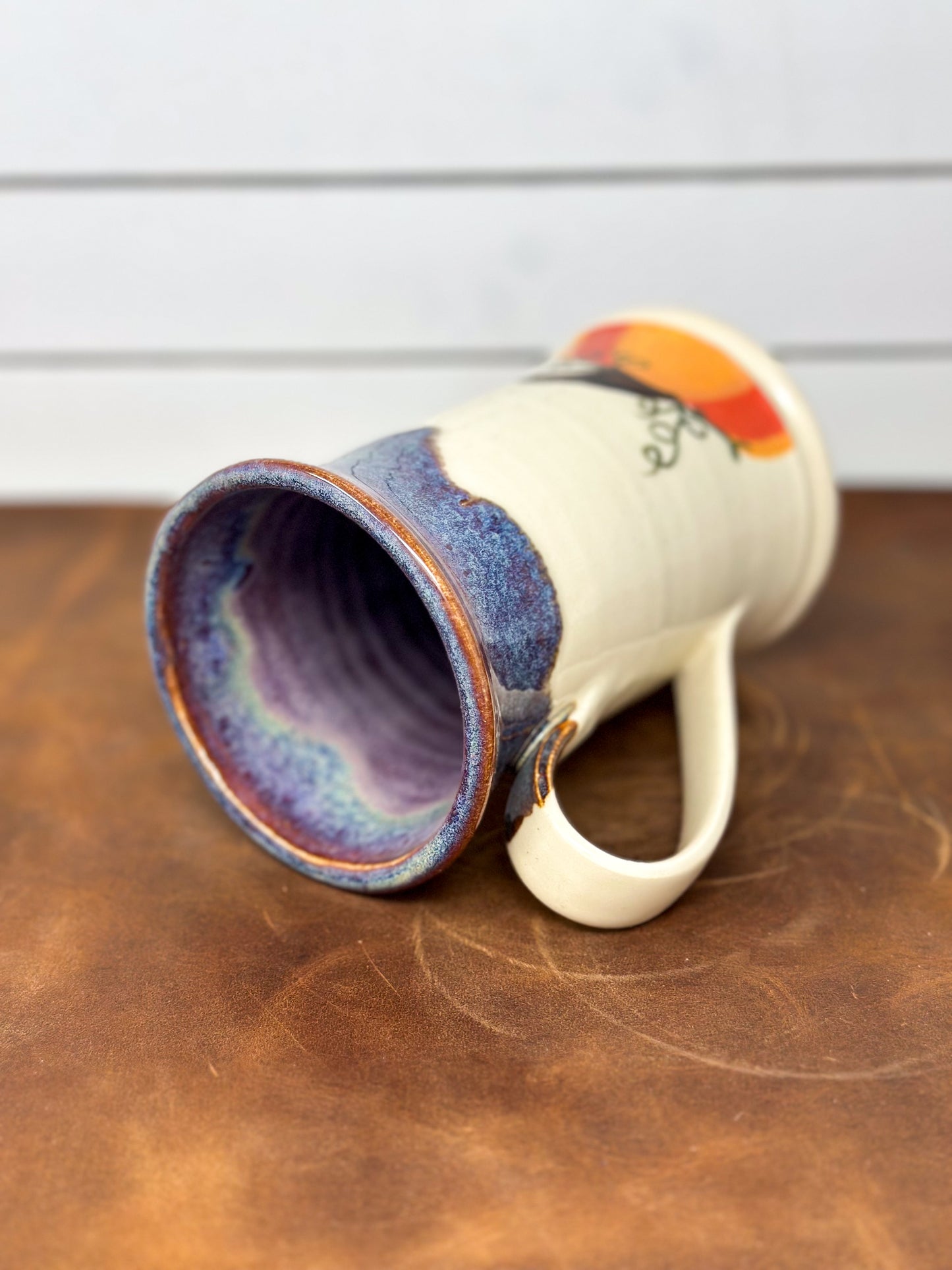 Harvest Pumpkin & Blue Drip Ceramic Mug