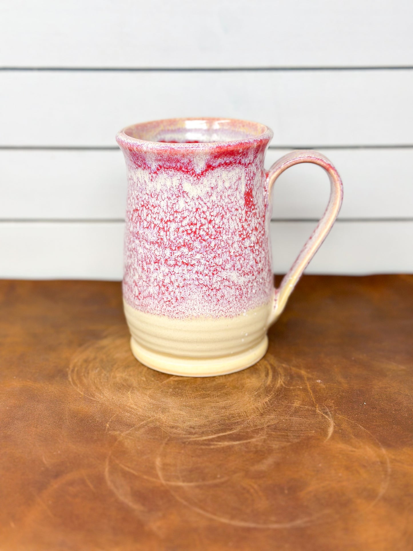 Mushroom & Fern Medallion Ceramic Mug - Raspberry Drip