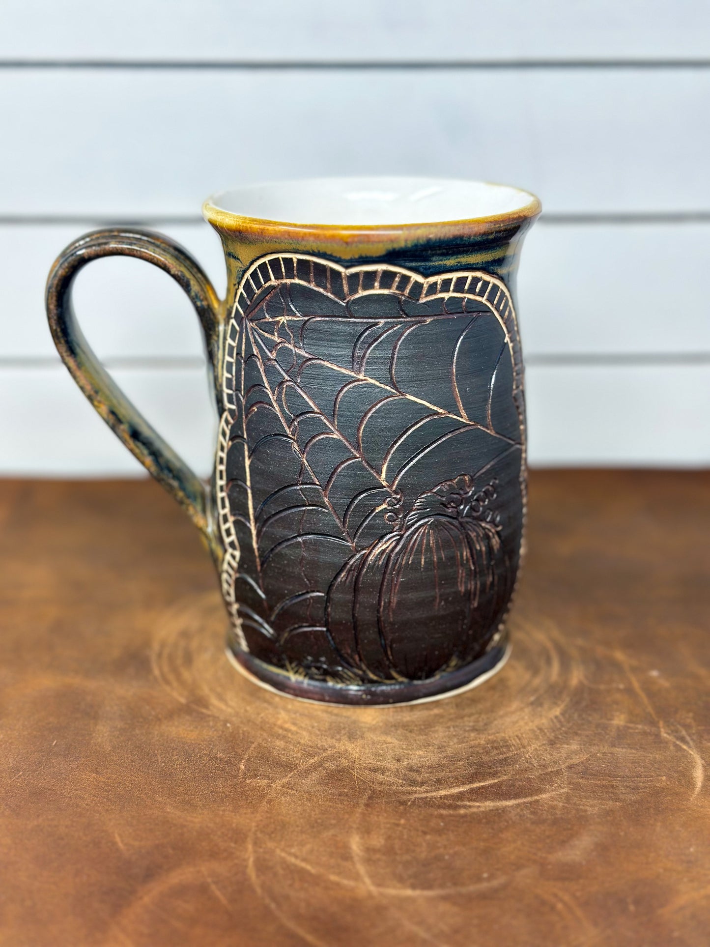 Spiderweb & Pumpkin Halloween Mug