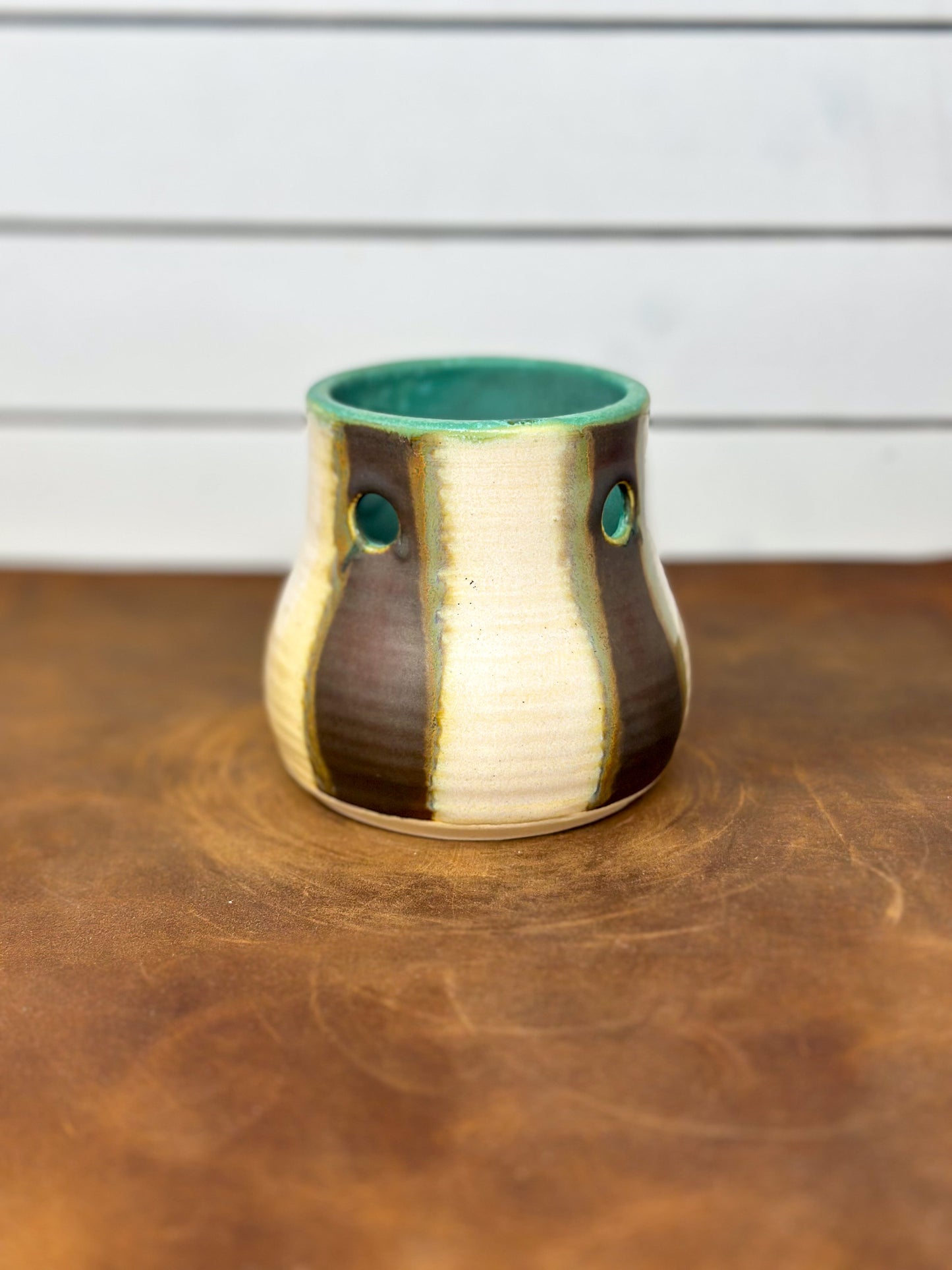 Striped Teal Vessel