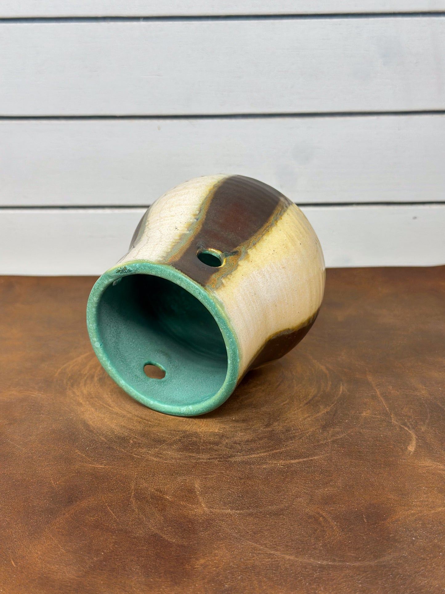 Striped Teal Vessel