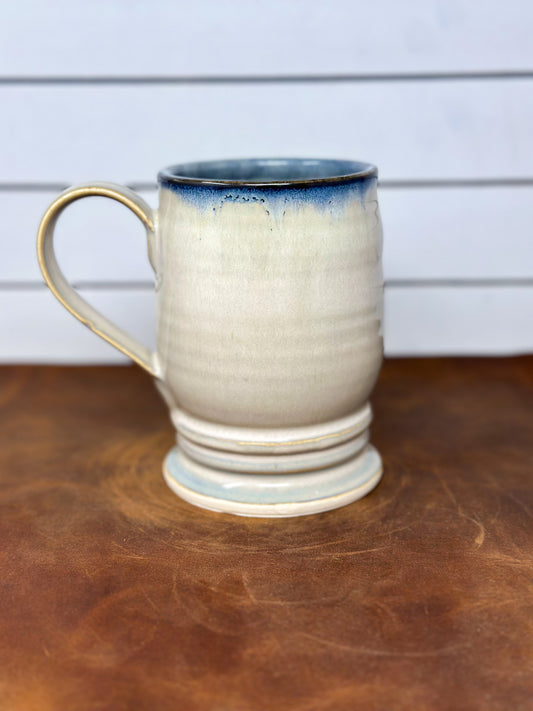 Pedestal Mug - Blue Rim Drip