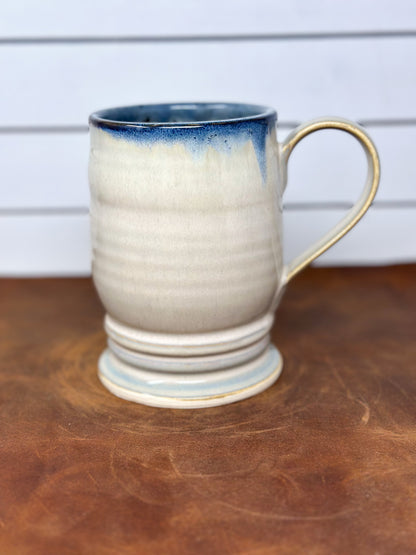 Pedestal Mug - Blue Rim Drip