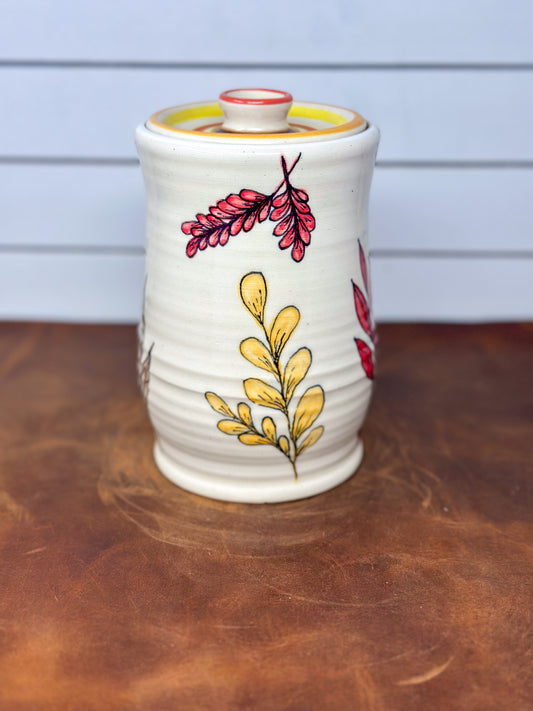 Autumn Leaves Hand-Painted Canister