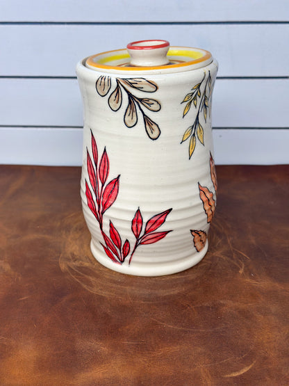 Autumn Leaves Hand-Painted Canister