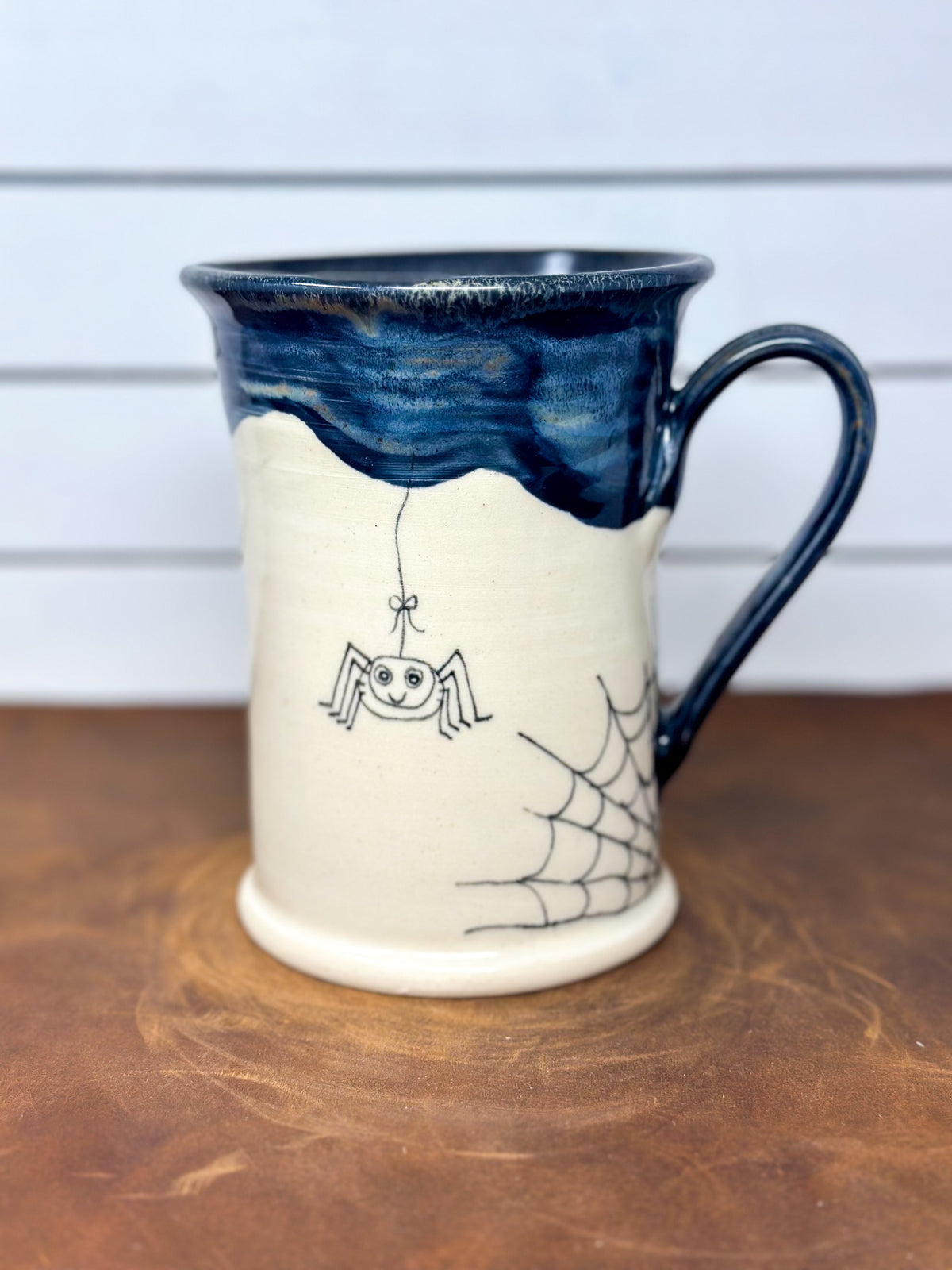 Hand-Painted Halloween Ghost, Pumpkin and Spider Mug