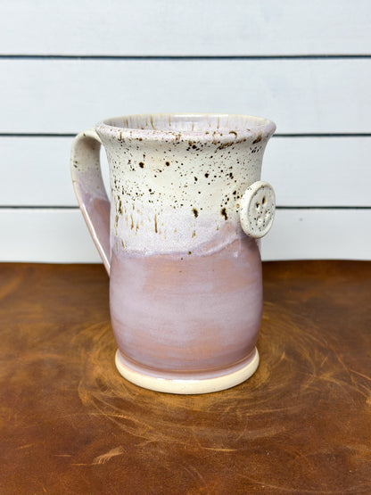 Blush Pink and Speckled Cream Button Tea Mug