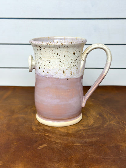 Blush Pink and Speckled Cream Button Tea Mug