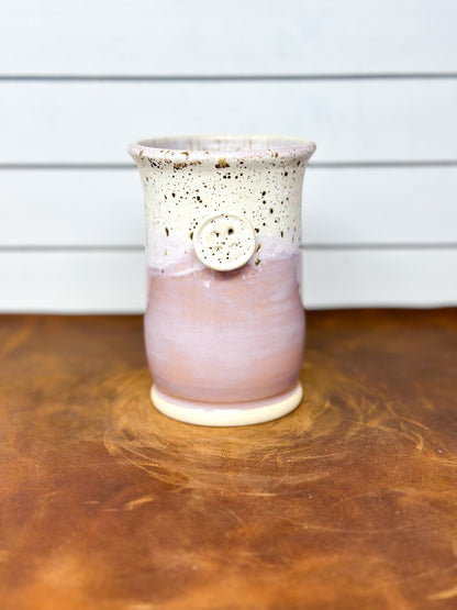 Blush Pink and Speckled Cream Button Tea Mug