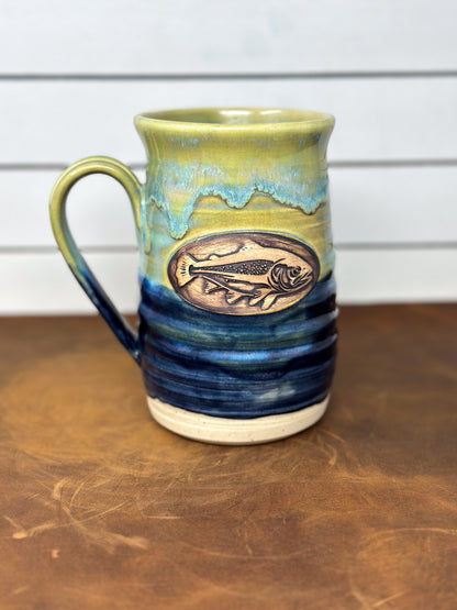 Fish Medallion Mug – Blue and Golden Green
