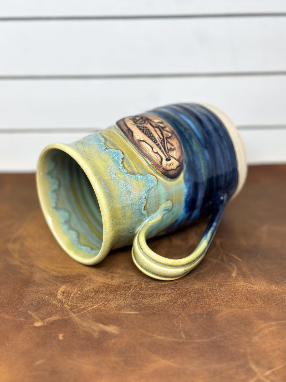 Fish Medallion Mug – Blue and Golden Green