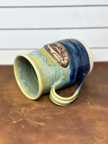 Fish Medallion Mug – Blue and Golden Green