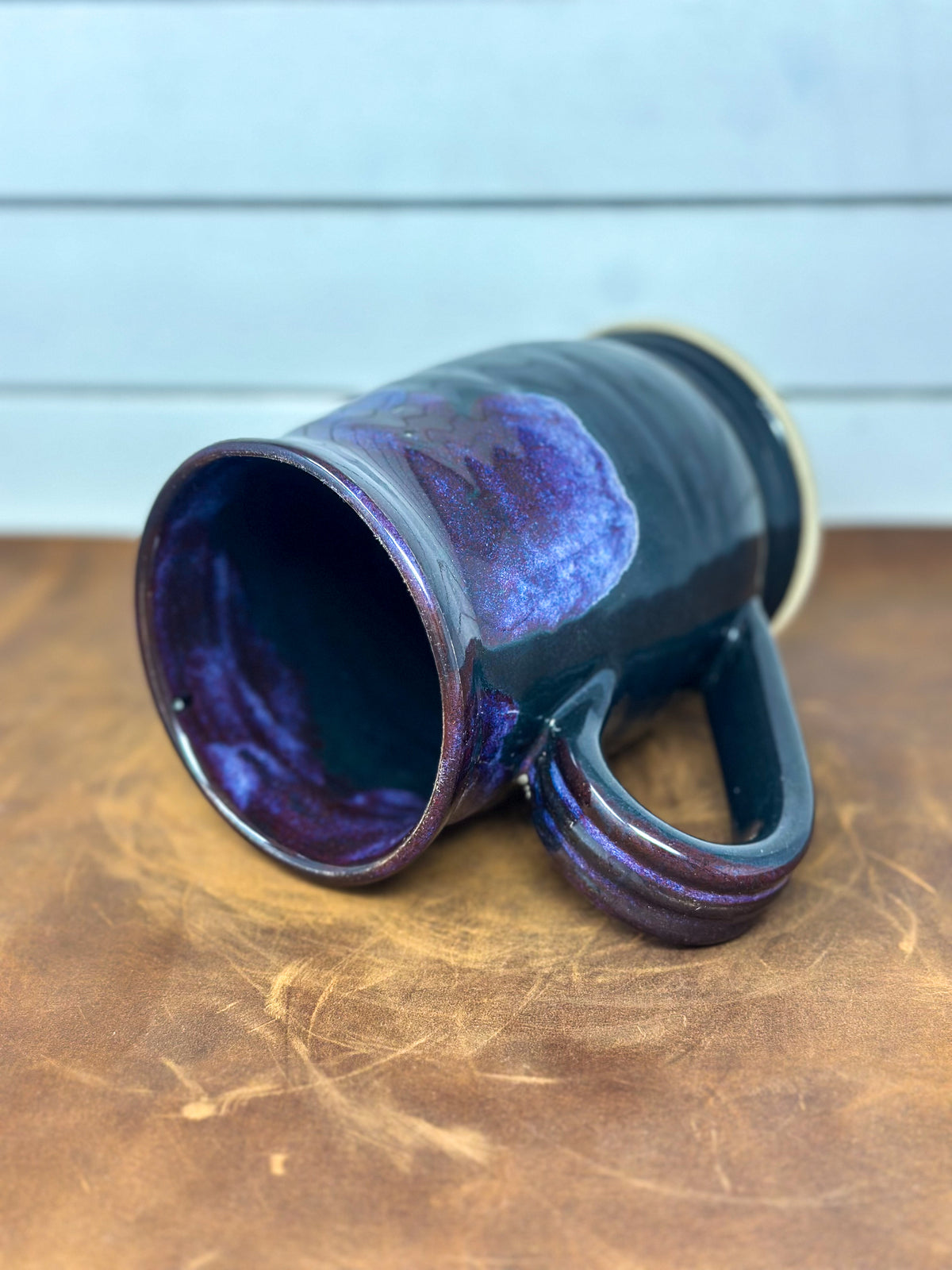 Purple and Deep Teal Pottery Mug