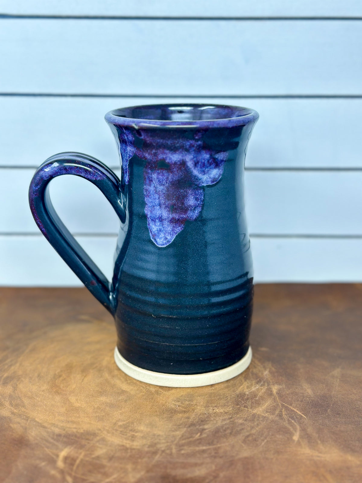 Tall Purple and Deep Teal Pottery Mug