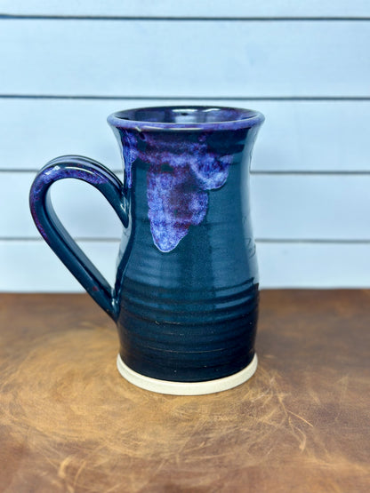 Tall Purple and Deep Teal Pottery Mug