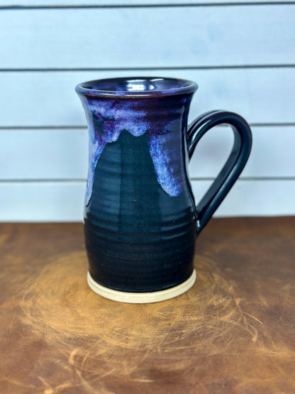 Tall Purple and Deep Teal Pottery Mug