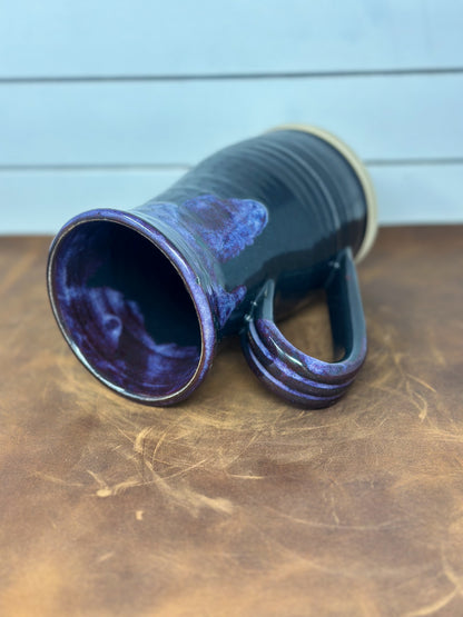 Tall Purple and Deep Teal Pottery Mug