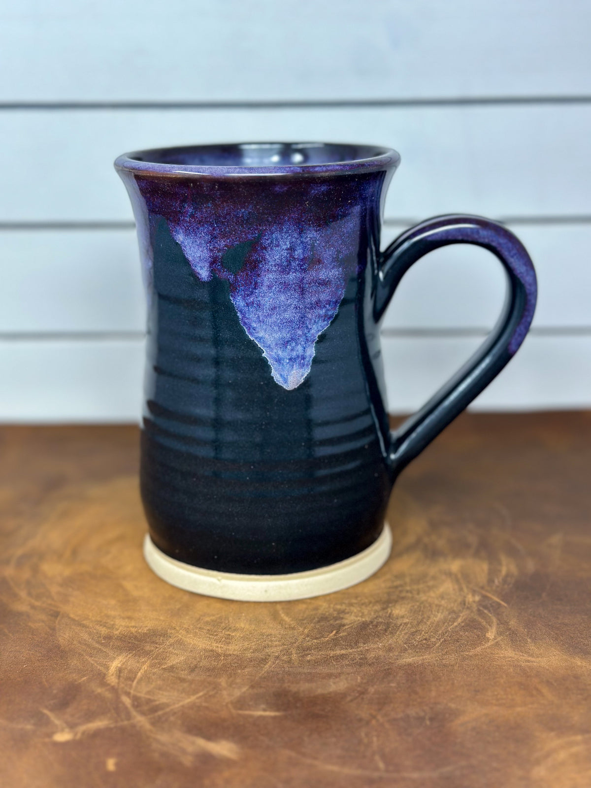 Tall Purple and Deep Teal Pottery Mug