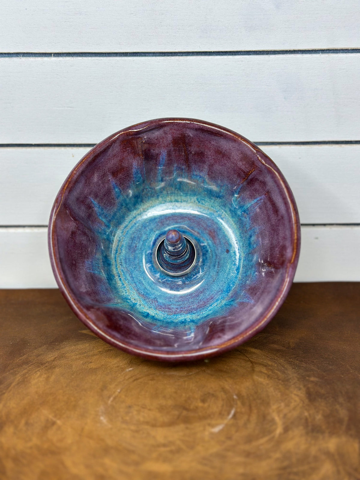 Purple and Turquoise Pottery Ring Holder