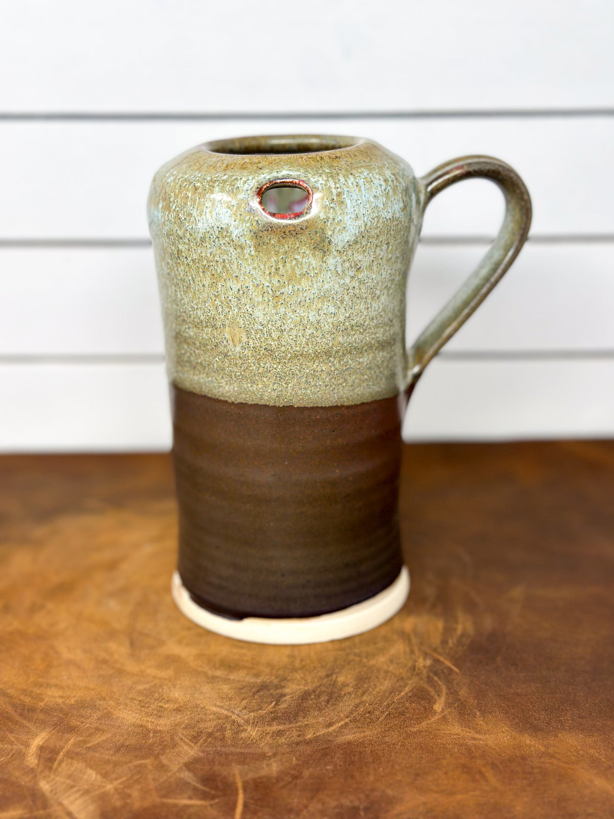 Cream and Brown Travelers Mug