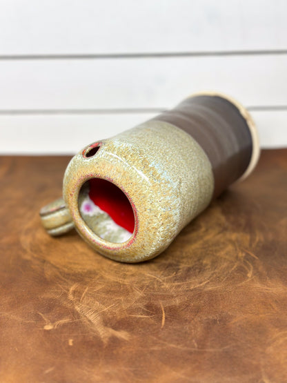 Cream and Brown Travelers Mug