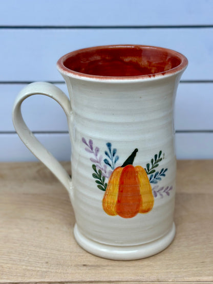 Hand Painted Pumpkin with Florals Mug