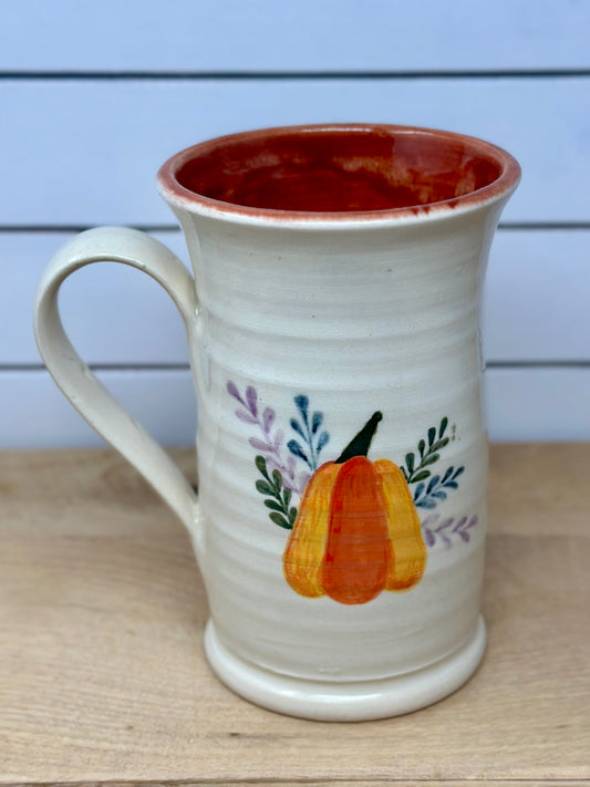 Hand Painted Pumpkin with Florals Mug