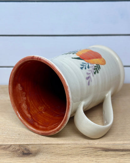 Hand Painted Pumpkin with Florals Mug