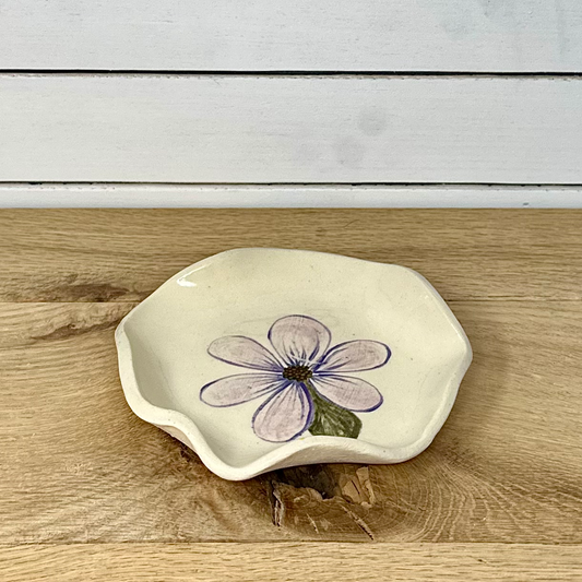 Hand Painted Flower Trinket Dish image 1