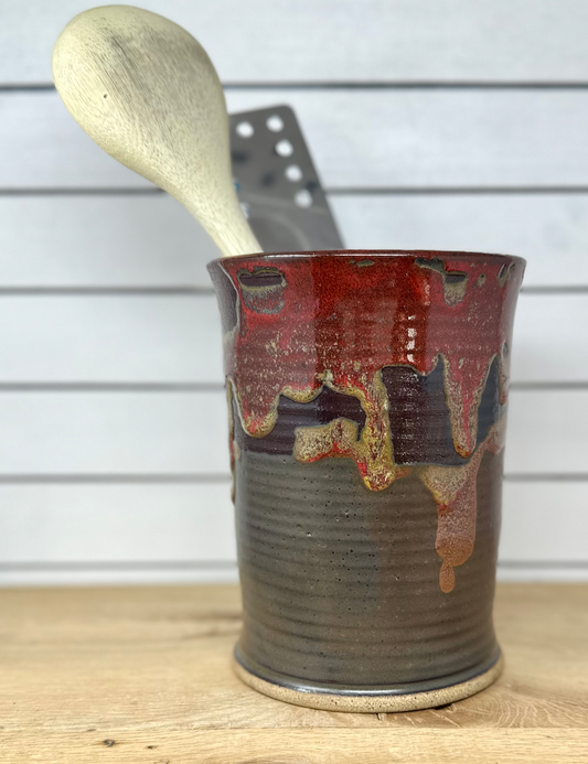 Medium Ceramic Utensil Crock - Lava image 0