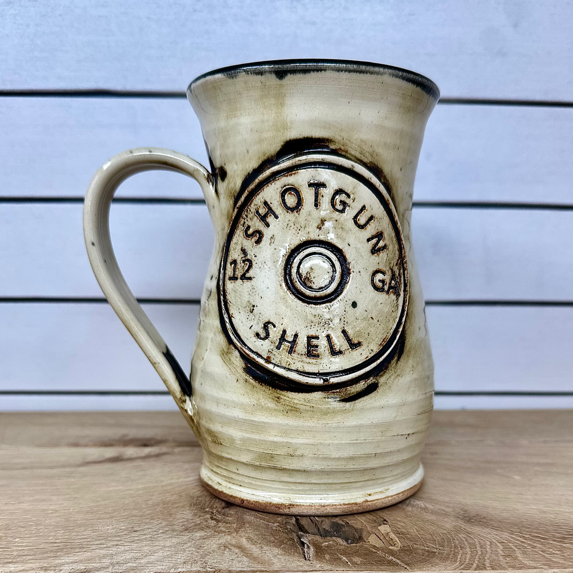 Shotgun Shell Logo Mug in Oatmeal image 0