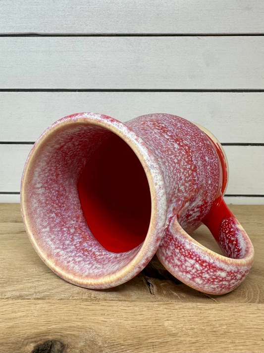 Ceramic Mug Red with White Speckles - Toadstool Glaze image 1