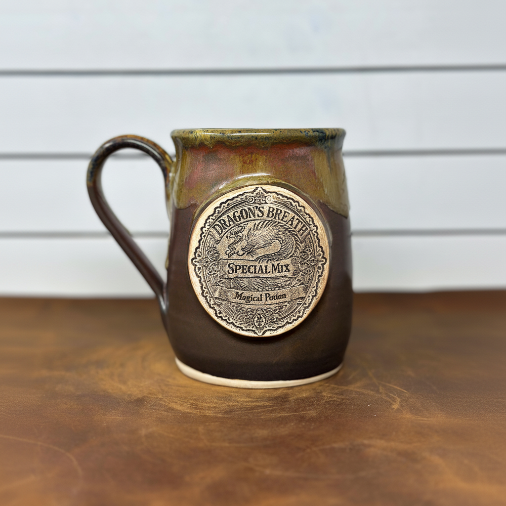 Handcrafted Dragon's Breath Medallion Mug by Peters Pottery